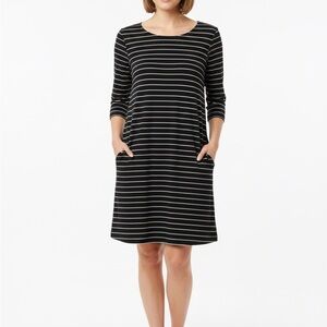 Chico's Striped Black and White Long Sleeve Dress